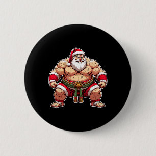 Macaron Rond 5 Cm Père Noël Sumo Lutteur Japonais Japon Noël Cool 