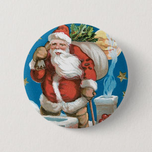 Macaron Rond 5 Cm Père Noël vintage avec lune