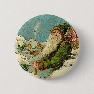 Macaron Rond 5 Cm Père Noël vintage - Joyeux Noel