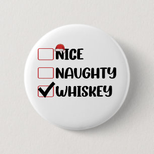 Macaron Rond 5 Cm Père Noël Whiskey Mauvais Bon Liste de Noël