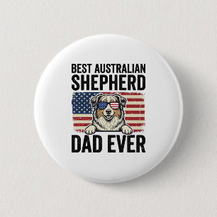 Macaron Rond 5 Cm Père Shepherd Australien Patriotique Vintage