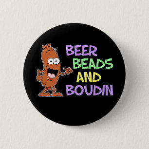 Macaron Rond 5 Cm Perles de bière et Boudin Mardi Gras