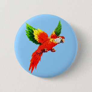 Macaron Rond 5 Cm perroquet volant