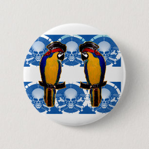 Macaron Rond 5 Cm Perroquets Pirates