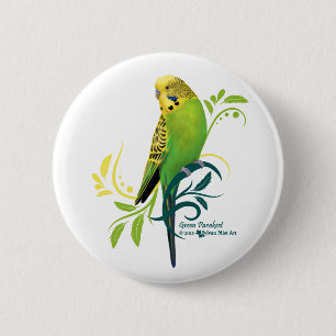 Macaron Rond 5 Cm Perruche verte
