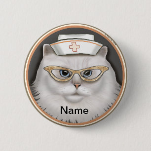 Macaron Rond 5 Cm Persan Cat Nurse nom personnalisé pin