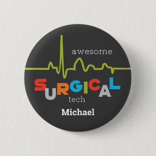 Macaron Rond 5 Cm Personalize, Surgical Tech Week Awesome
