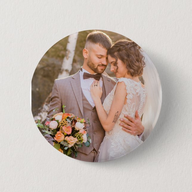 Macaron Rond 5 Cm Personalized Custom Couple Photo (Devant)