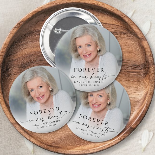 Macaron Rond 5 Cm Personalized Photo Memorial Funeral Keepsake (Créateur téléchargé)