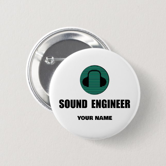 Macaron Rond 5 Cm Personalized Sound Engineer Audio Engineering (Devant & derrière)