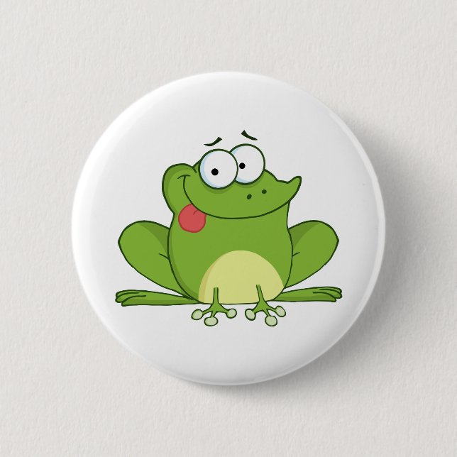 Macaron Rond 5 Cm Personnage de dessin animé de grenouille traînant (Devant)