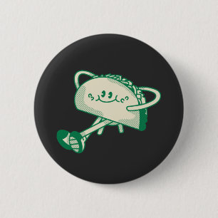 Macaron Rond 5 Cm Personnage de mascotte de taco vert mignon qui mar