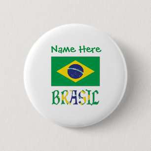 Macaron Rond 5 Cm Personnalisation de Bandeira do Brasil e Brasil Gr