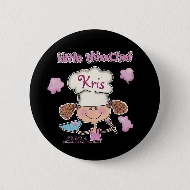 Macaron Rond 5 Cm Personnalisation de Little Miss Chef (Devant)