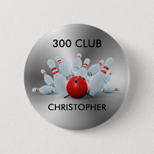 Macaron Rond 5 Cm Personnalisé Bowling 300 Club 10 Pin