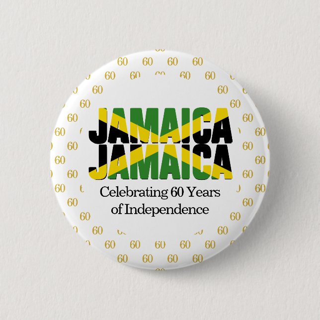 Macaron Rond 5 Cm Personnalisé JAMAICA 60e anniversaire de l'indépen (Devant)