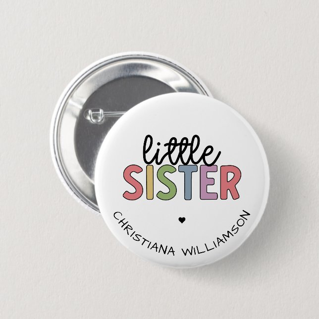 Macaron Rond 5 Cm Personnalisé Nom Little Sister Cute Personnalisé (Devant & derrière)
