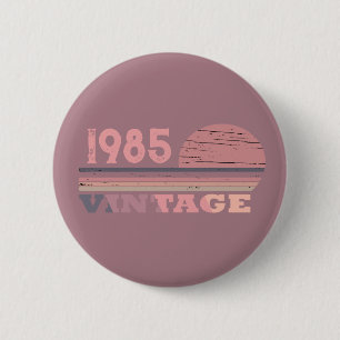 Macaron Rond 5 Cm Personnalisé quarante fête vintage de 40e annivers