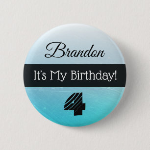 Macaron Rond 5 Cm Personnalisé Son Bouton Mon Anniversaire Bleu Garç