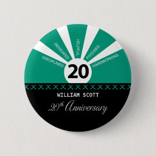 Macaron Rond 5 Cm Personnaliser, 20e anniversaire d'employé d'entrep