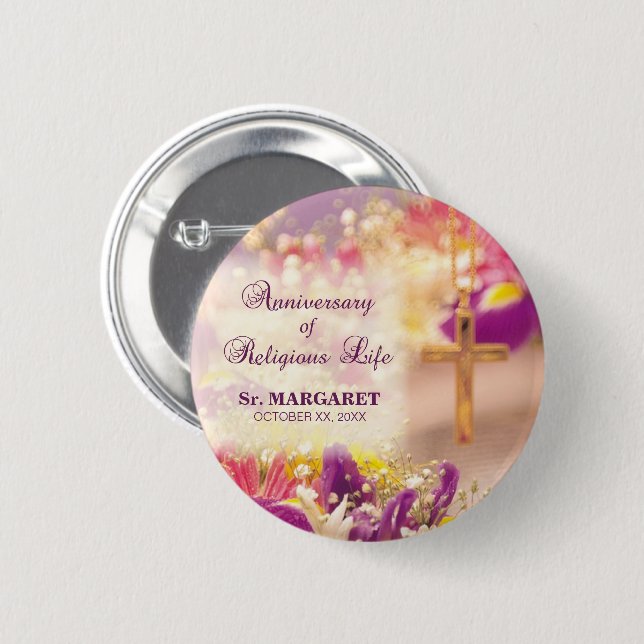Macaron Rond 5 Cm Personnaliser, Anniversaire vie religieuse, Nun (Devant & derrière)