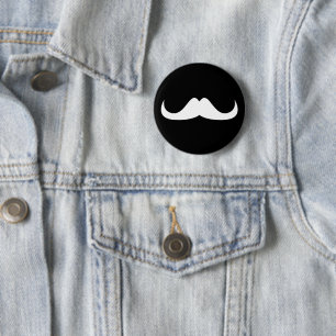 Macaron Rond 5 Cm Personnaliser blanc moustache bouton noir