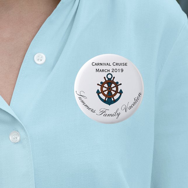 Macaron Rond 5 Cm Personnaliser de bateau de croisière Famille Vacan (Créateur téléchargé)