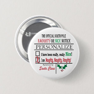 Macaron Rond 5 Cm Personnaliser le bouton Naughty ou Nice