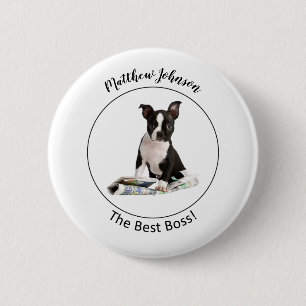 Macaron Rond 5 Cm Personnaliser le journal Dog Jour de la Patronne,