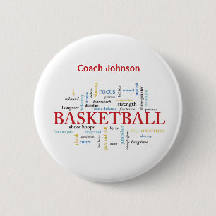 Macaron Rond 5 Cm Personnaliser le Merci d'entraîneur de basket-ball