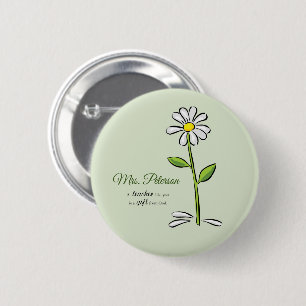 Macaron Rond 5 Cm Personnaliser, Merci enseignant, Fleur religieuse
