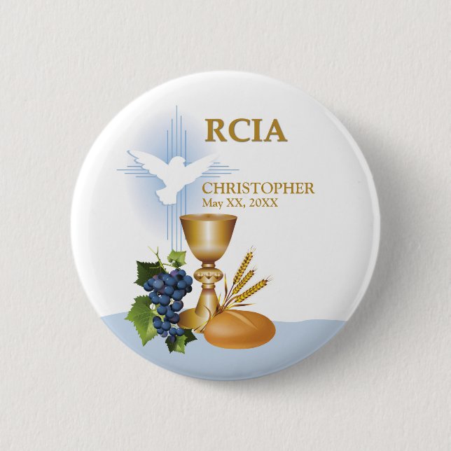 Macaron Rond 5 Cm Personnaliser, RCIA Félicite le sacrement catholiq (Devant)