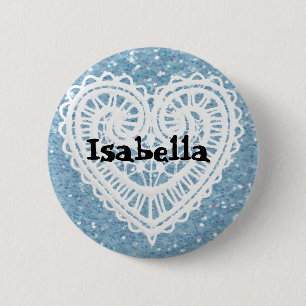 Macaron Rond 5 Cm Personnalisez ce bouton de nom bleu scintillant jo