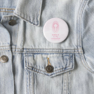 Macaron Rond 5 Cm Personnalisez, croix d'hostie de première communio