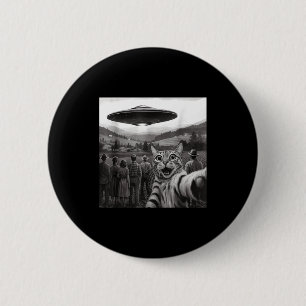 Macaron Rond 5 Cm Personnes regardant un chat extraterrestre drôle p