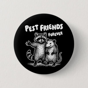 Macaron Rond 5 Cm Pest Friends Forever Blanc Imprimer