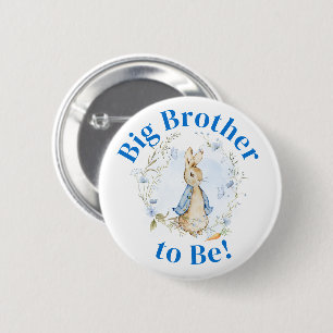 Macaron Rond 5 Cm Peter Rabbit Garçon Bouton "Big Brother-to-Be"