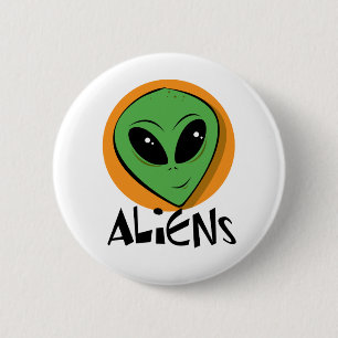 Macaron Rond 5 Cm Petit alien vert
