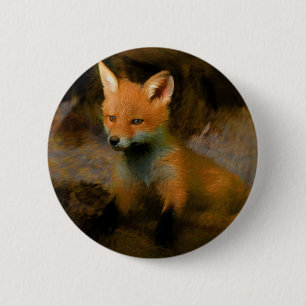 Macaron Rond 5 Cm Petit bébé Fox Cub Portrait