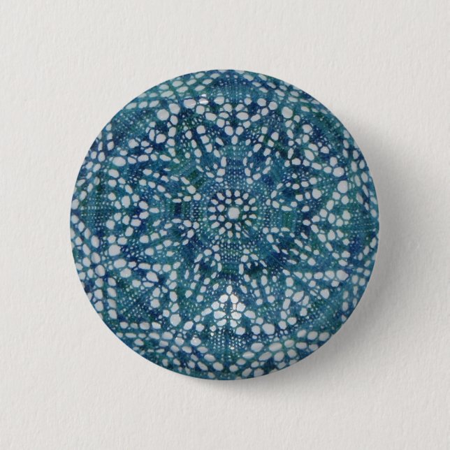 Macaron Rond 5 Cm Petit bouton bleu de fleur (Devant)