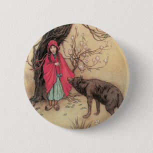 Macaron Rond 5 Cm Petit chapeau rouge vintage par Warwick Goble