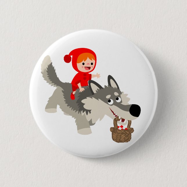 Macaron Rond 5 Cm Petit chaperon rouge et insigne du bouton Wolf (Devant)