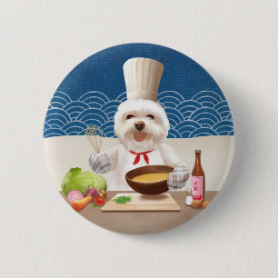 Macaron Rond 5 Cm Petit Chien Chef