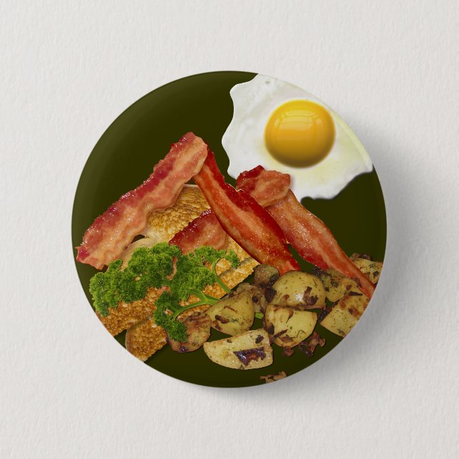 Macaron Rond 5 Cm Petit-déjeuner Oeufs de bacon paysager (Devant)