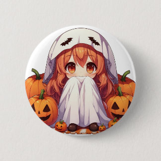 Macaron Rond 5 Cm Petit fantôme pour Halloween