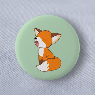 Macaron Rond 5 Cm Petit Fox somnolent mignon