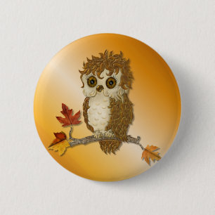 Macaron Rond 5 Cm Petit hibou Whoo de l'automne