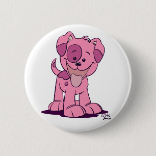 Macaron Rond 5 Cm Petit insigne rose de bouton de chiot