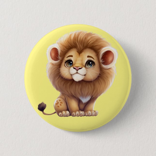 Macaron Rond 5 Cm Petit lion (Devant)