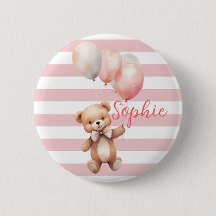 Macaron Rond 5 Cm Petit ours mignon en rose